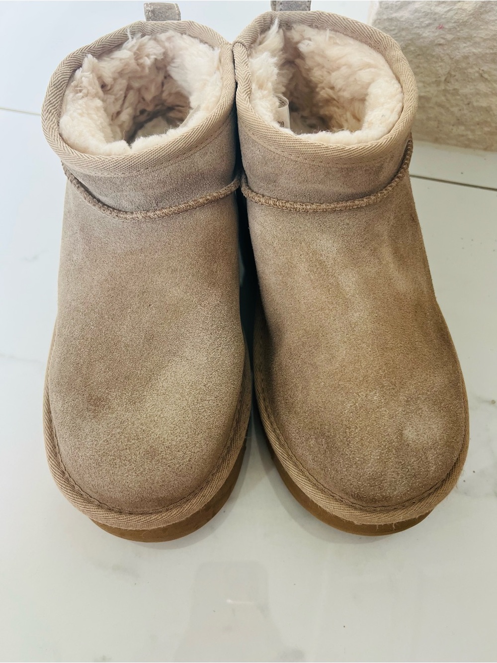 UGG Chestnut Suede Plush-Lined Ankle Boots